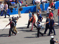 Tony Stewart heads to his car.